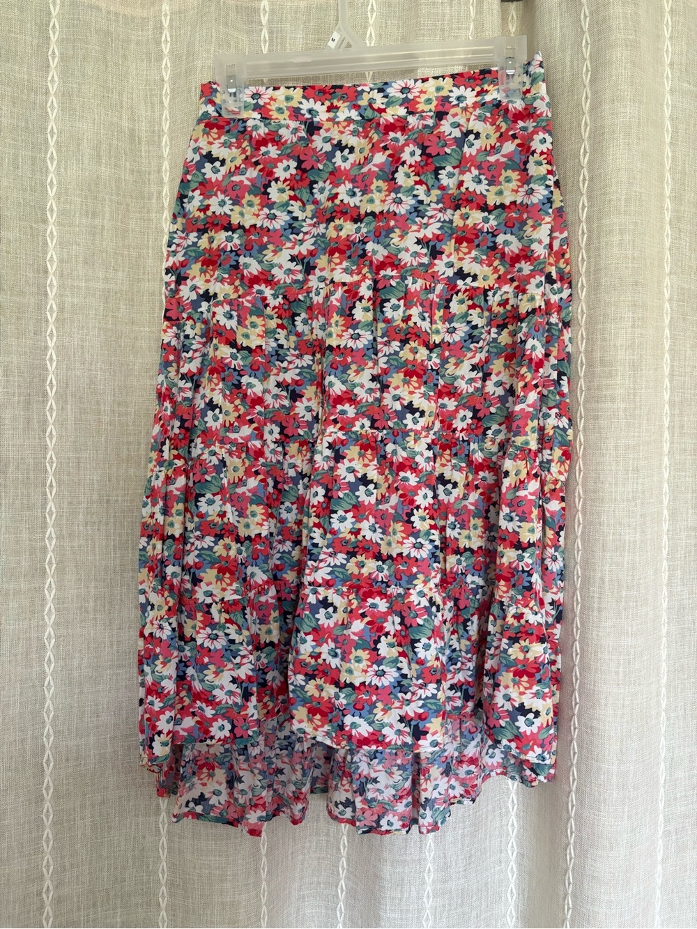 Floral Tiered Midi Skirt - Pink Multi